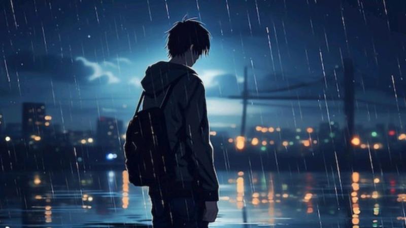 Hình nền cô đơn nam anime dầm mưa