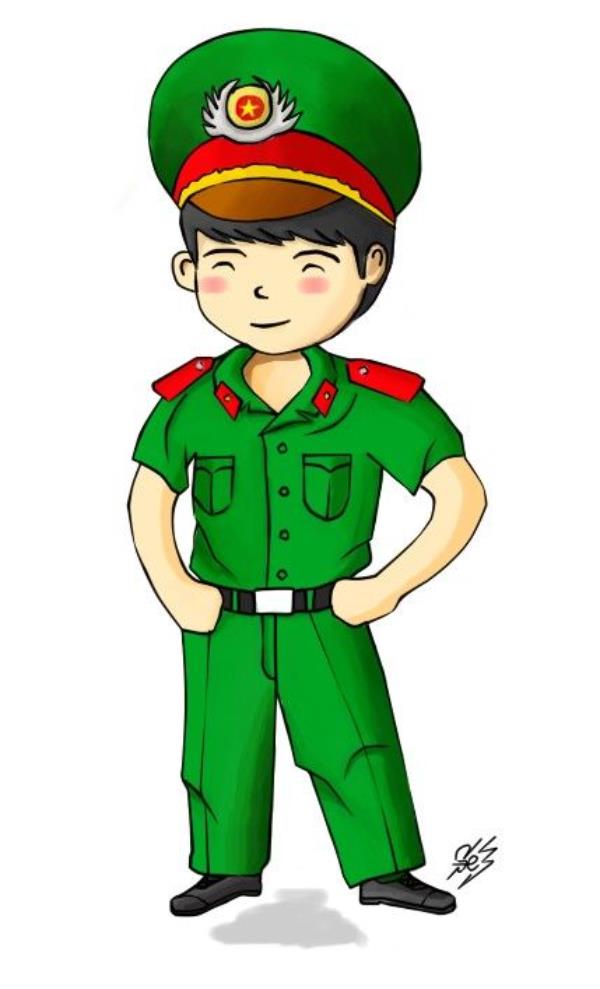 Ảnh vẽ chú công an dễ thương