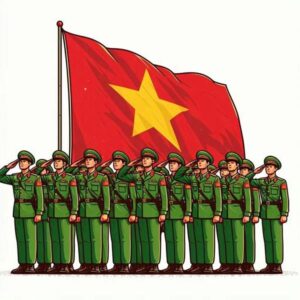 Ảnh vẽ chú công an chào cờ