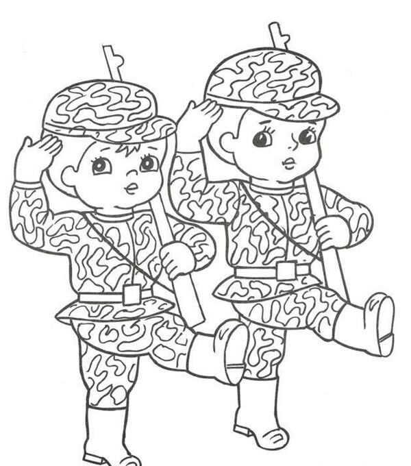 Hình tô màu hình chú bộ đội đơn giản