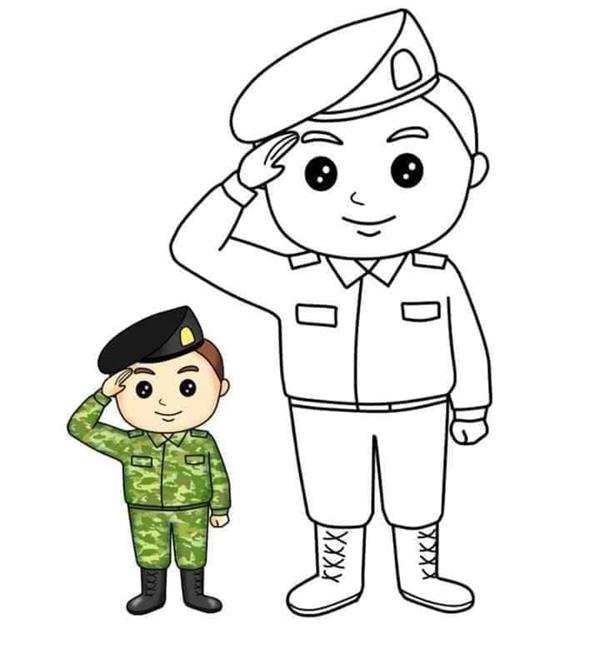 Ảnh tô màu bộ đội đứng gác 