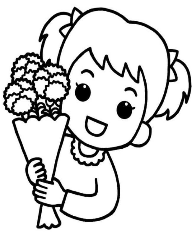 Tranh Tô Màu Bé Tặng Hoa Cho Mẹ