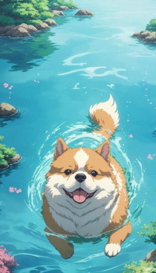 Hình nền điện thoại ảnh chó anime chibi cute 