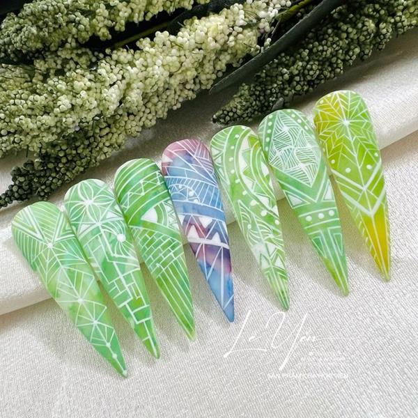 Nail móng nhọn vẽ thổ cẩm 