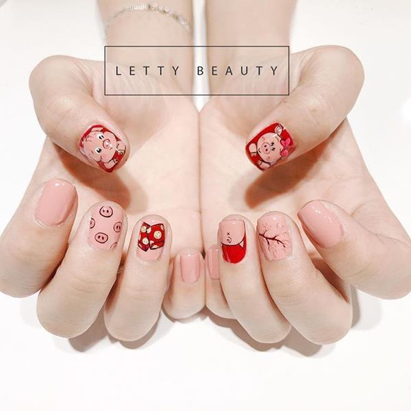 Nail đỏ đẹp tết 2020 mẫu 1