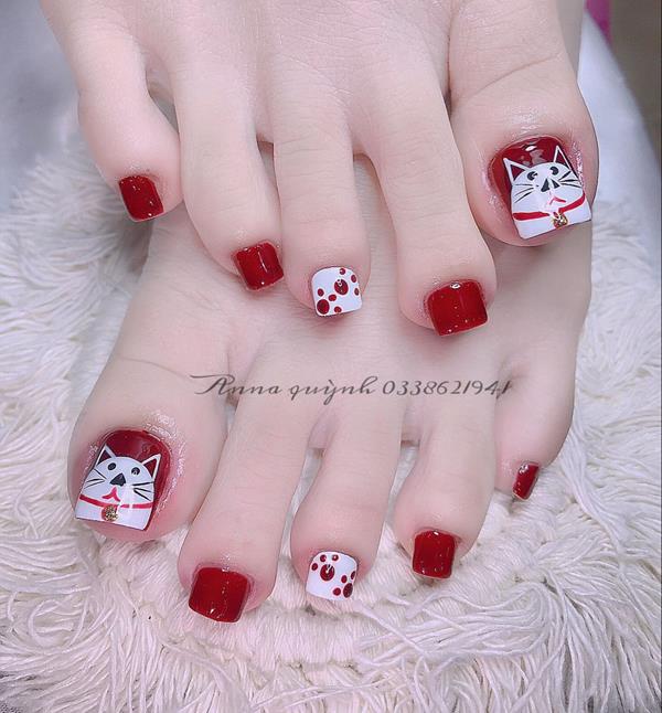 Nail tết 2023 con mèo