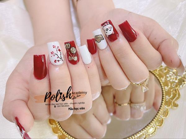 Nail đỏ đẹp tết 2020 mẫu 3
