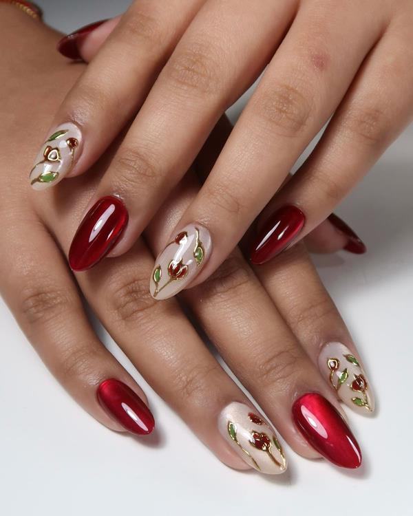 Mẫu nail đỏ đẹp tết 2020