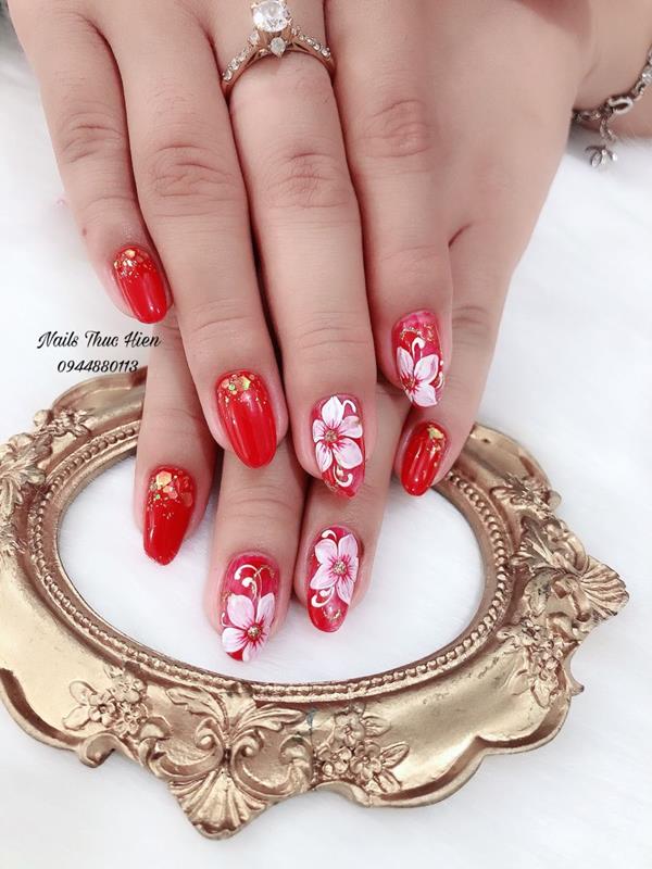 Hot nail đỏ đẹp tết 2020 mẫu 1