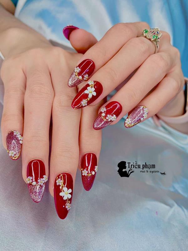 Hot nail đỏ đẹp tết 2020 mẫu 2