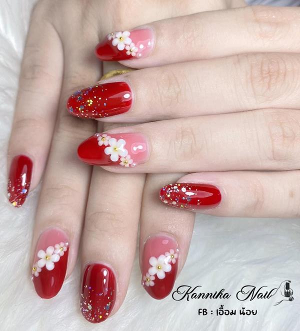 Hot nail đỏ đẹp tết 2020 mẫu 3